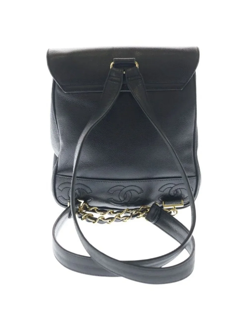 Chanel Triple CC Logo Caviar Leather Backpack Black
